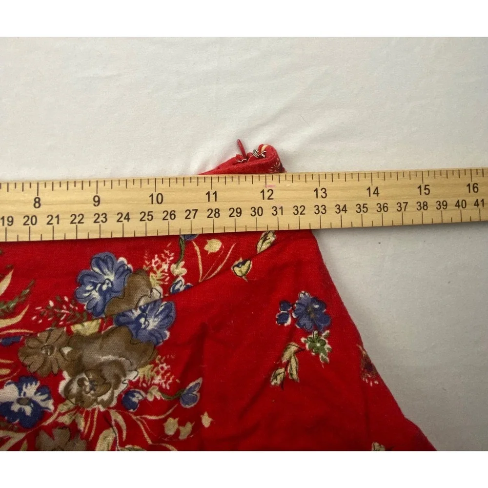 Forever 21 Red Floral Cotton Mini Skirt XS A-Line Side Zip Lined Casual Summer